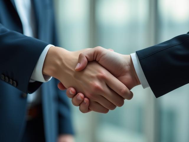 Professional handshake signifying successful recruitment