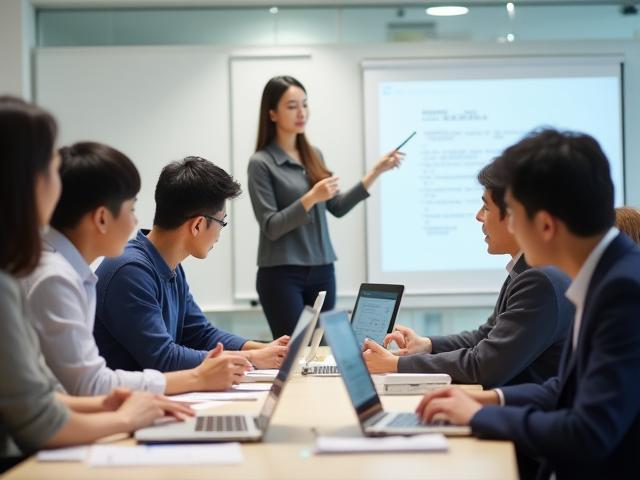 Diverse group of employees participating in a training session